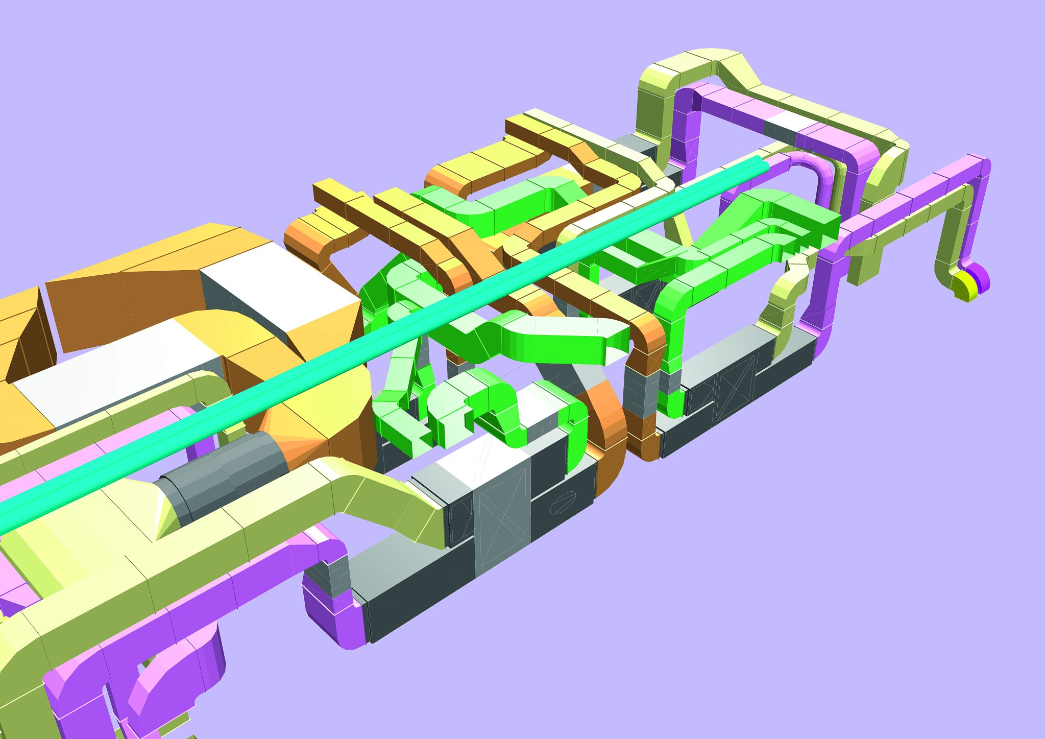 3D model mreže ventilacionih kanala u softveru AX3000